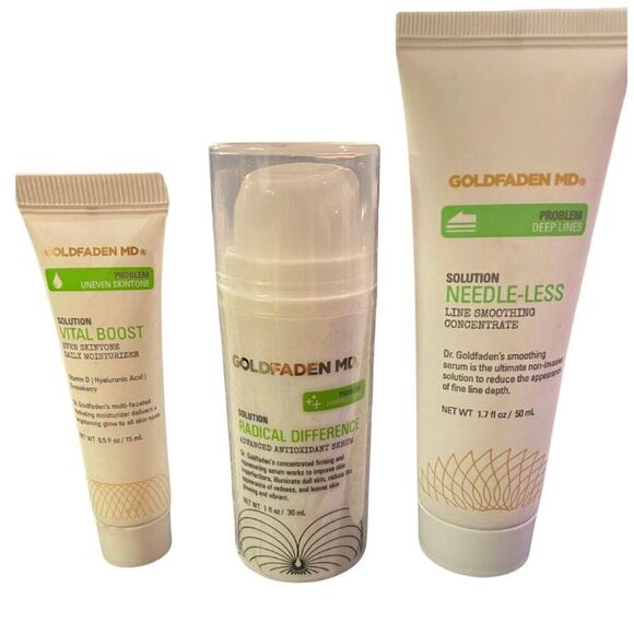 Dr Goldfaden MD Bundle: Needle-Less Line Smooth, Radical Diff Serum, Moisturizer - Picture 1 of 11